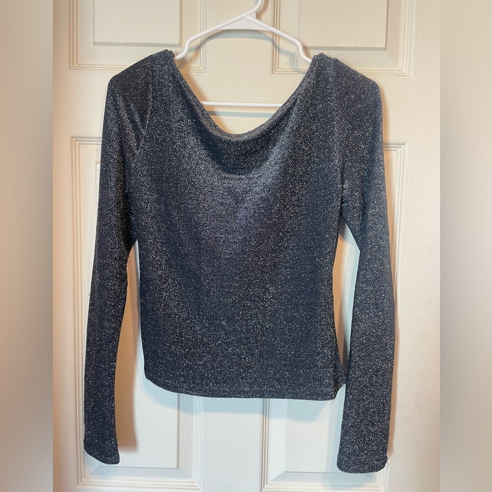 UO Sparkly Long Sleeve with Bow Details